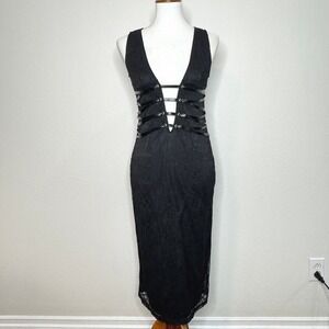 Whimsigoth Goth NEW Midi Lace Sheath Bodycon Dress MED Fashion Nova Modern Muse